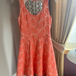 Wet Seal teen Girls A-Line Pink Skater Fit & Flare Dress, Cutout Back Lined S